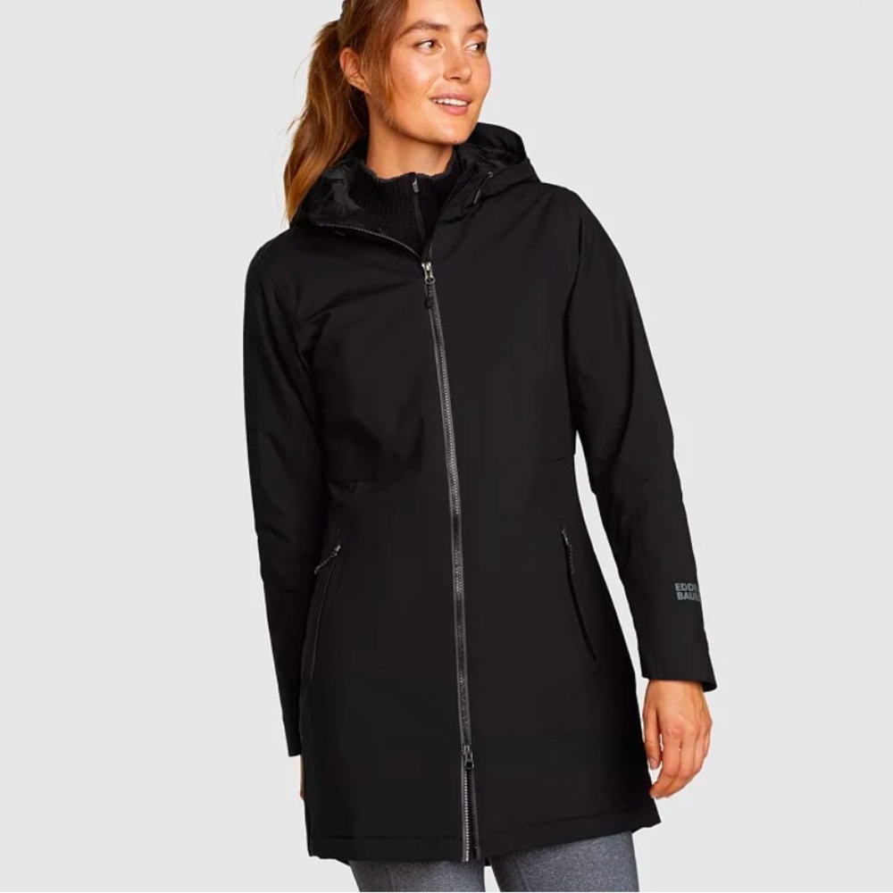 NWT Eddie Bauer Women’s Cloud Cap Stretch Insulated Waterproof Trench Coat